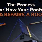 graphic with the quote "The Process For How Your Roofer Finds & Repairs A Roof Leak"